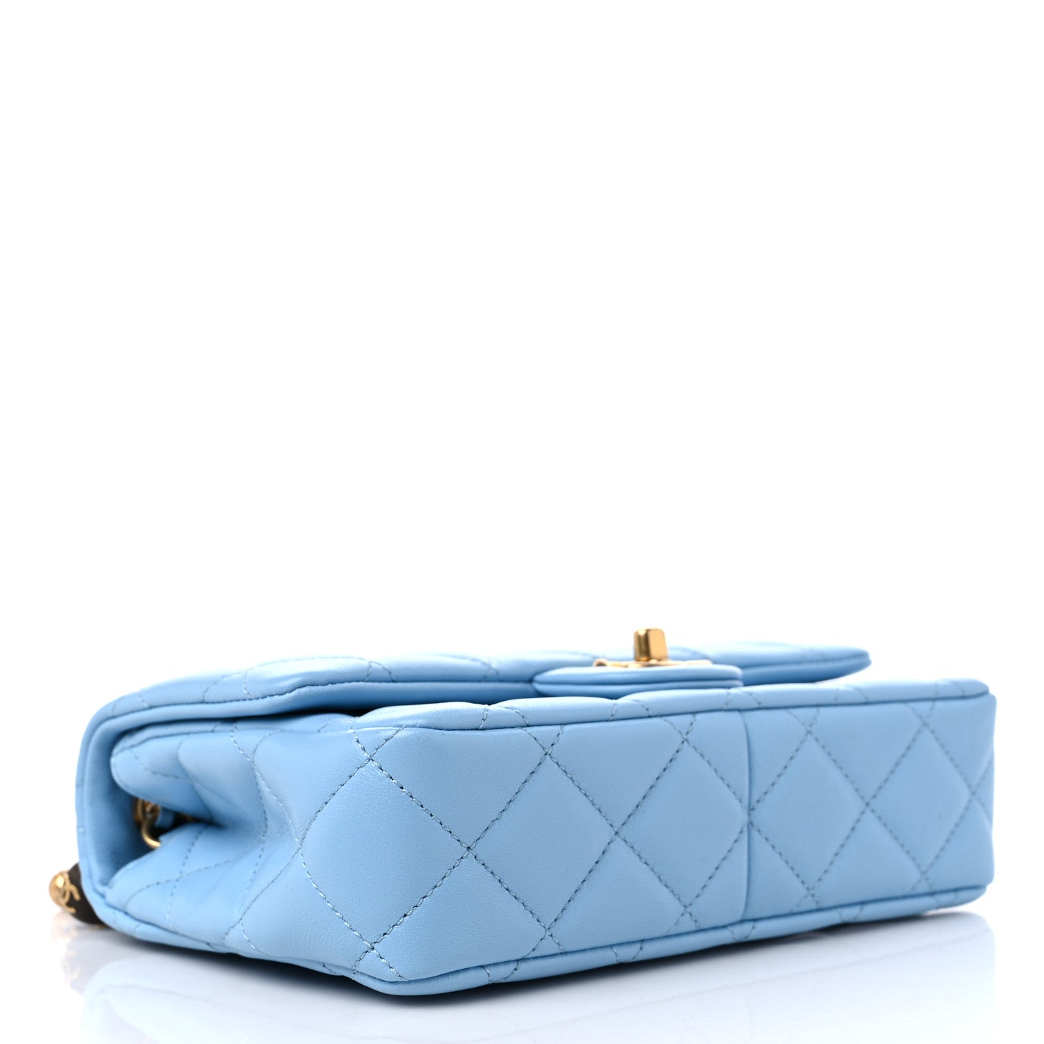 Chanel Lambskin Quilted Small Wenge Wood Flap Light Blue 4 of 10