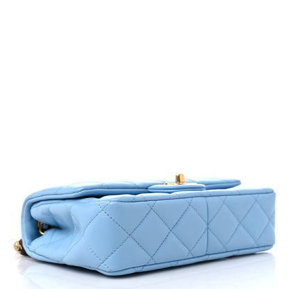 Chanel Lambskin Quilted Small Wenge Wood Flap Light Blue 4 of 10