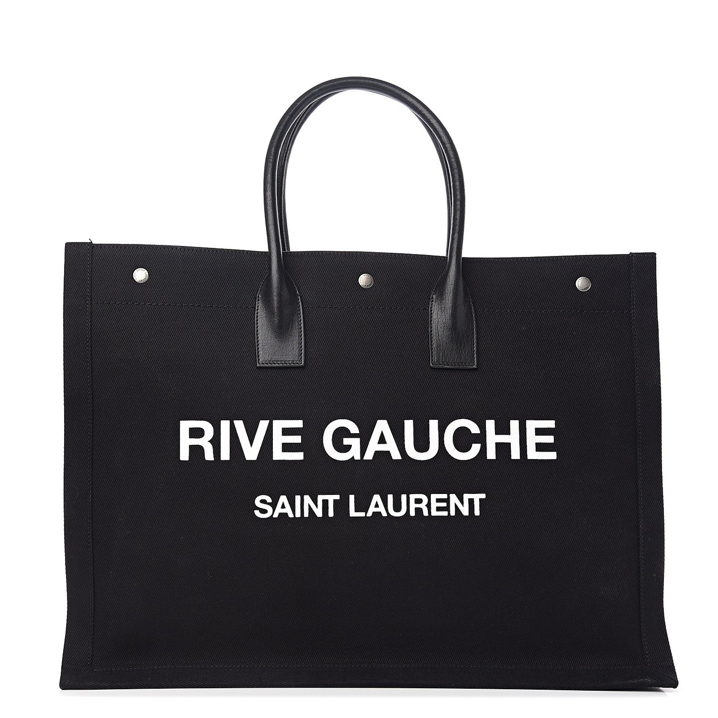 Linen Calfskin Rive Gauche Tote Black