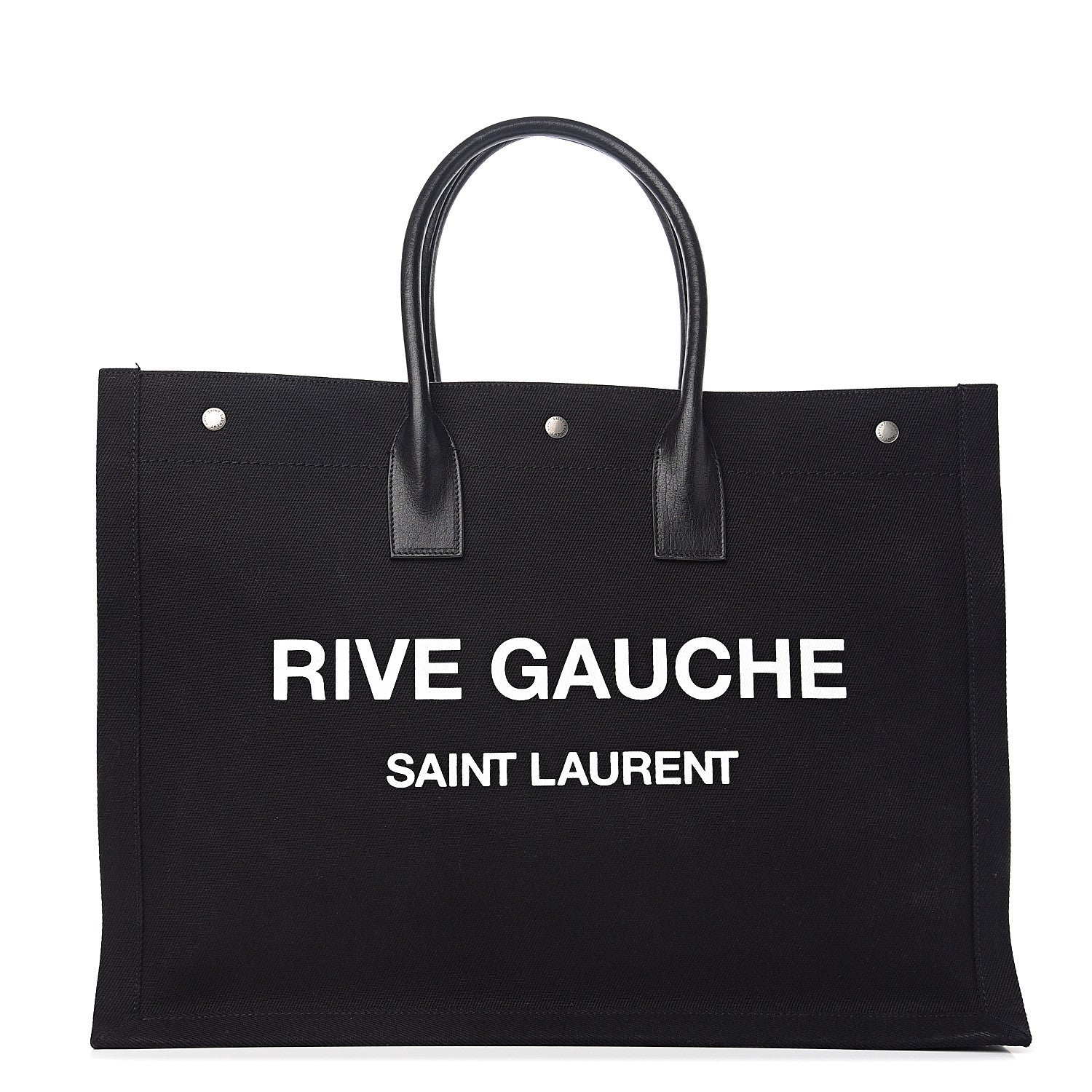 Saint Laurent Linen Calfskin Rive Gauche Tote Black 1 of 10