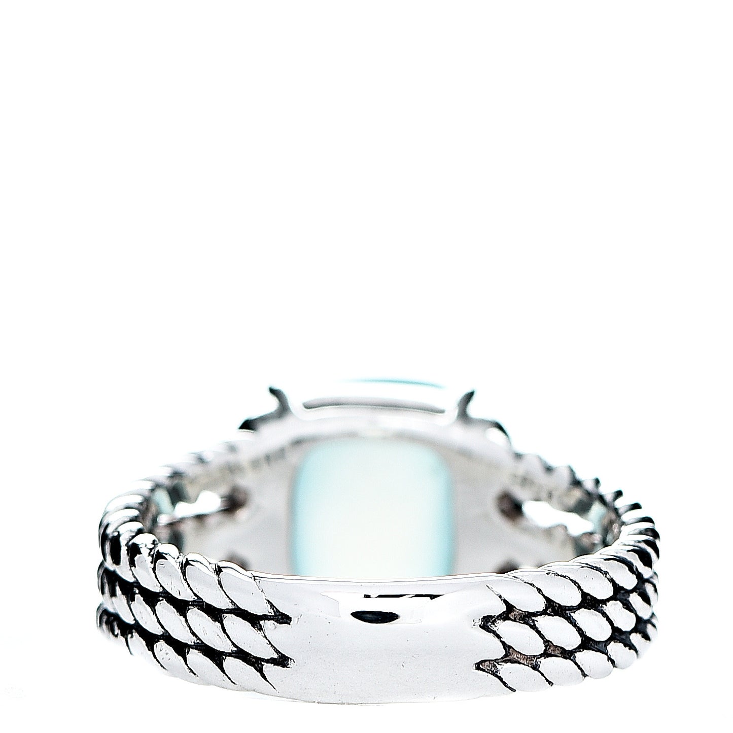 Sterling Silver Diamond Chalcedony 10mm Petite Wheaton Ring 50 5.5