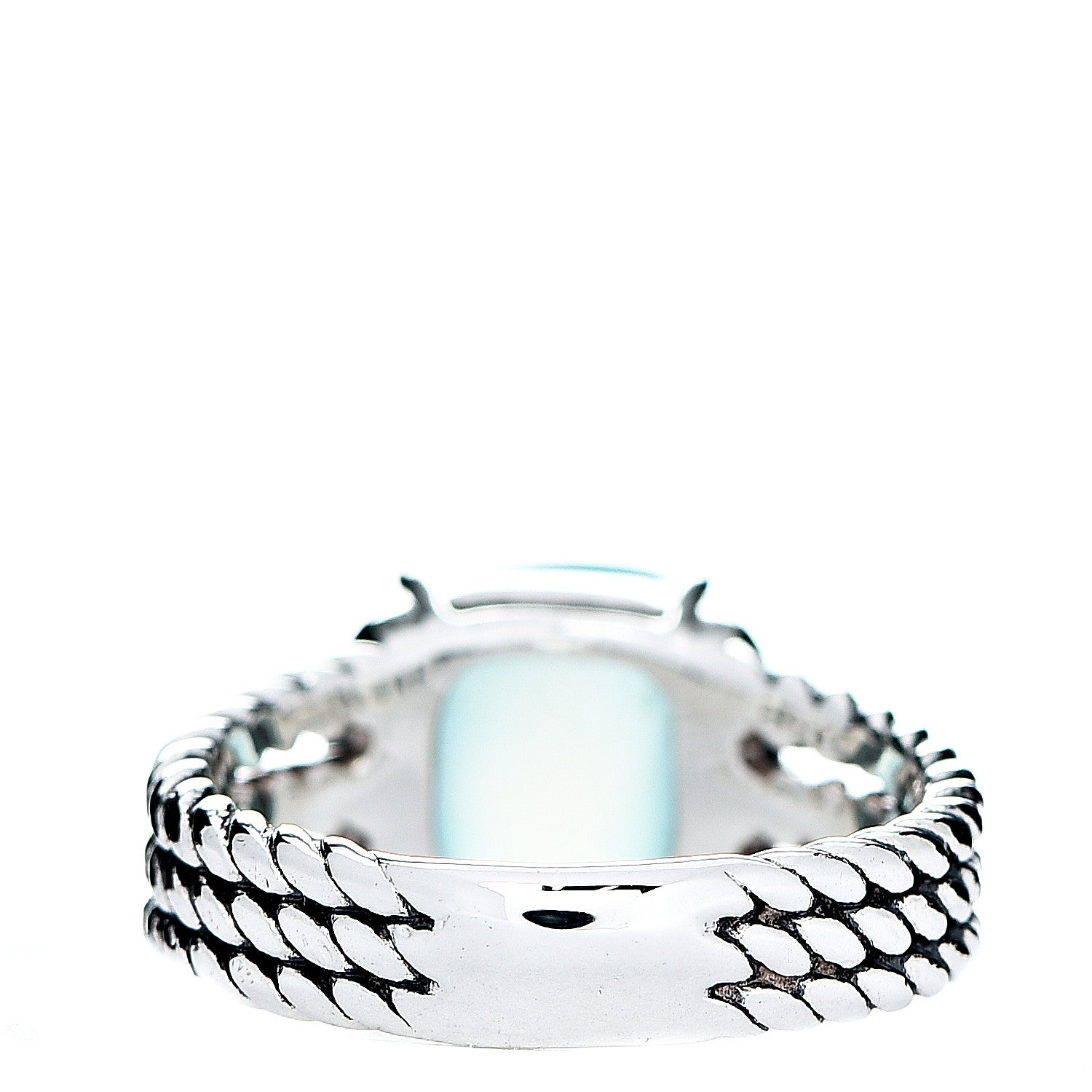 David Yurman Sterling Silver Diamond Chalcedony 10mm Petite Wheaton Ring 50 5.5 3 of 4
