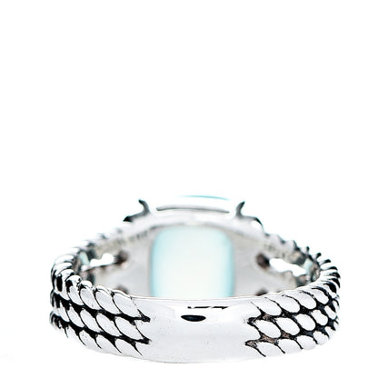 David Yurman Sterling Silver Diamond Chalcedony 10mm Petite Wheaton Ring 50 5.5 3 of 4