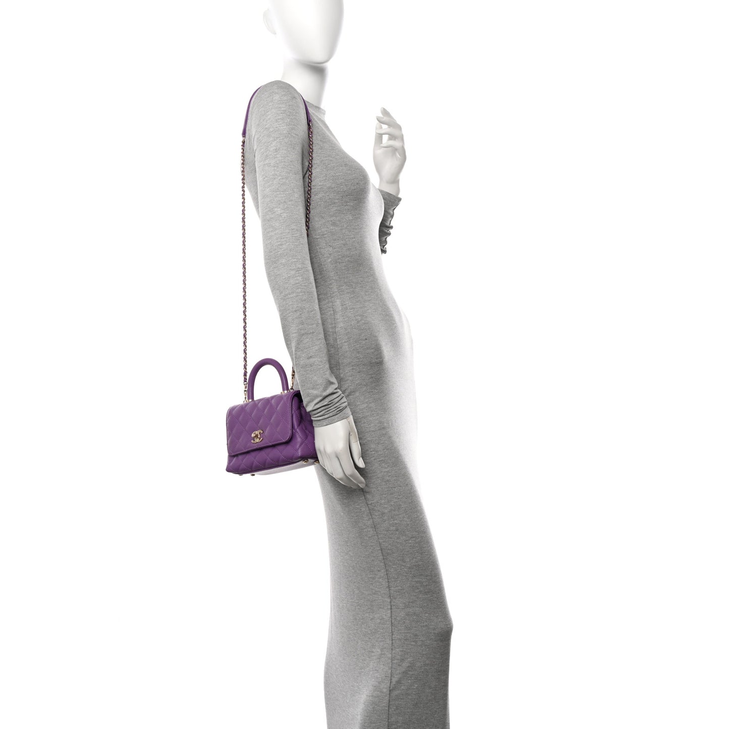 Caviar Quilted Extra Mini Coco Handle Flap Purple