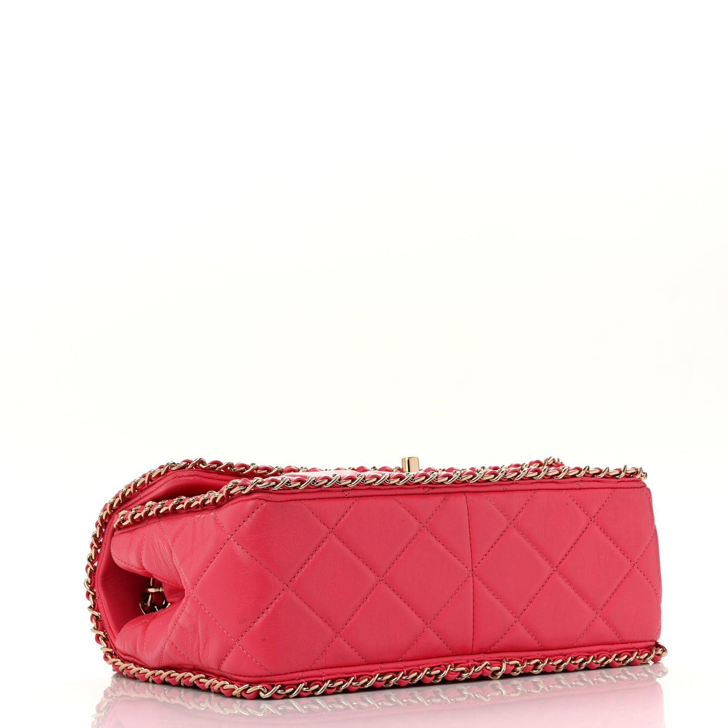 Crumpled Calfskin Medium Chain All Over Flap Pink