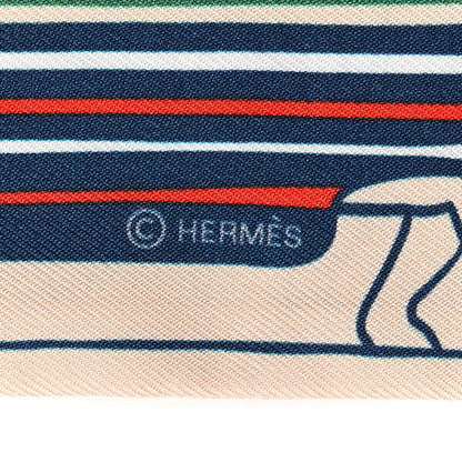 Hermes Silk Les Chiens Parisiens Twilly Creme Bleu Vert 8 of 8