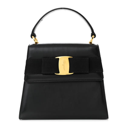 Salvatore Ferragamo Calfskin Vera Bow Mini Top Handle Crossbody Bag Black 1 of 11