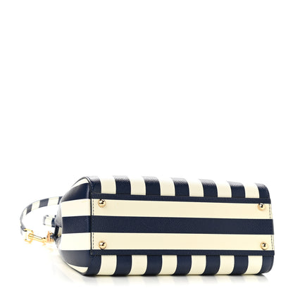 Dolce & Gabbana Dauphine Embroidered Striped Print Medium Miss Sicily Satchel White 4 of 9