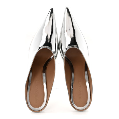 Bottega Veneta Laminated Calfskin Rocket Mule Pumps 37.5 Silver 2 of 9