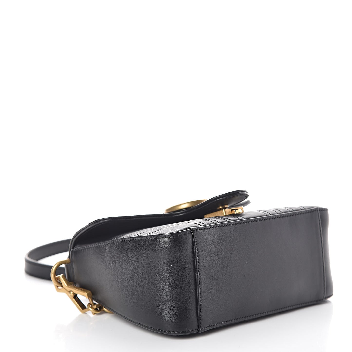 Calfskin Matelasse Mini GG Marmont Top Handle Shoulder Bag Black