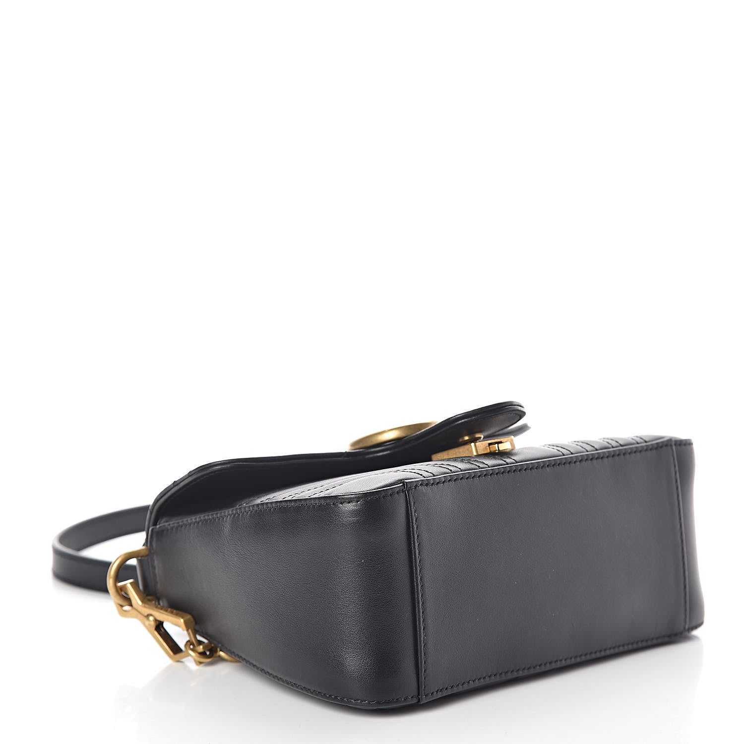 Gucci Calfskin Matelasse Mini GG Marmont Top Handle Shoulder Bag Black 4 of 10