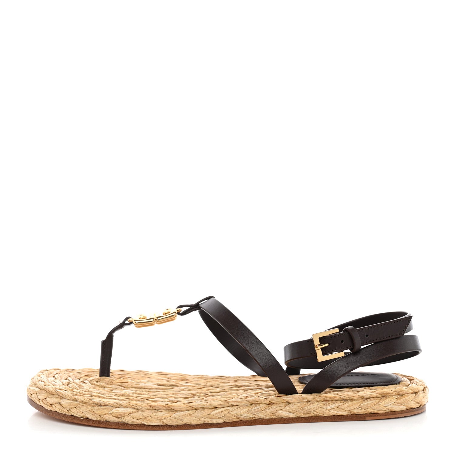 Givenchy Calfskin Raffia 4G Liquid Espadrille Sandals 35 Ebony Natural 1 of 11