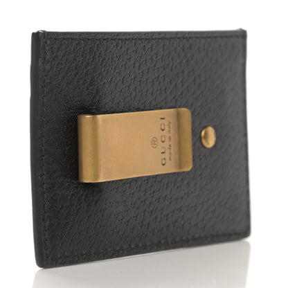 Gucci Calfskin Boar Effect GG Marmont Card Holder Money Clip Black 2 of 6