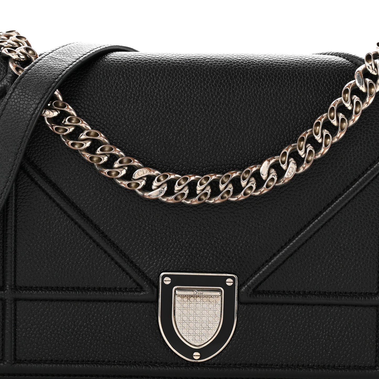 Grained Calfskin Medium Diorama Flap Bag Black