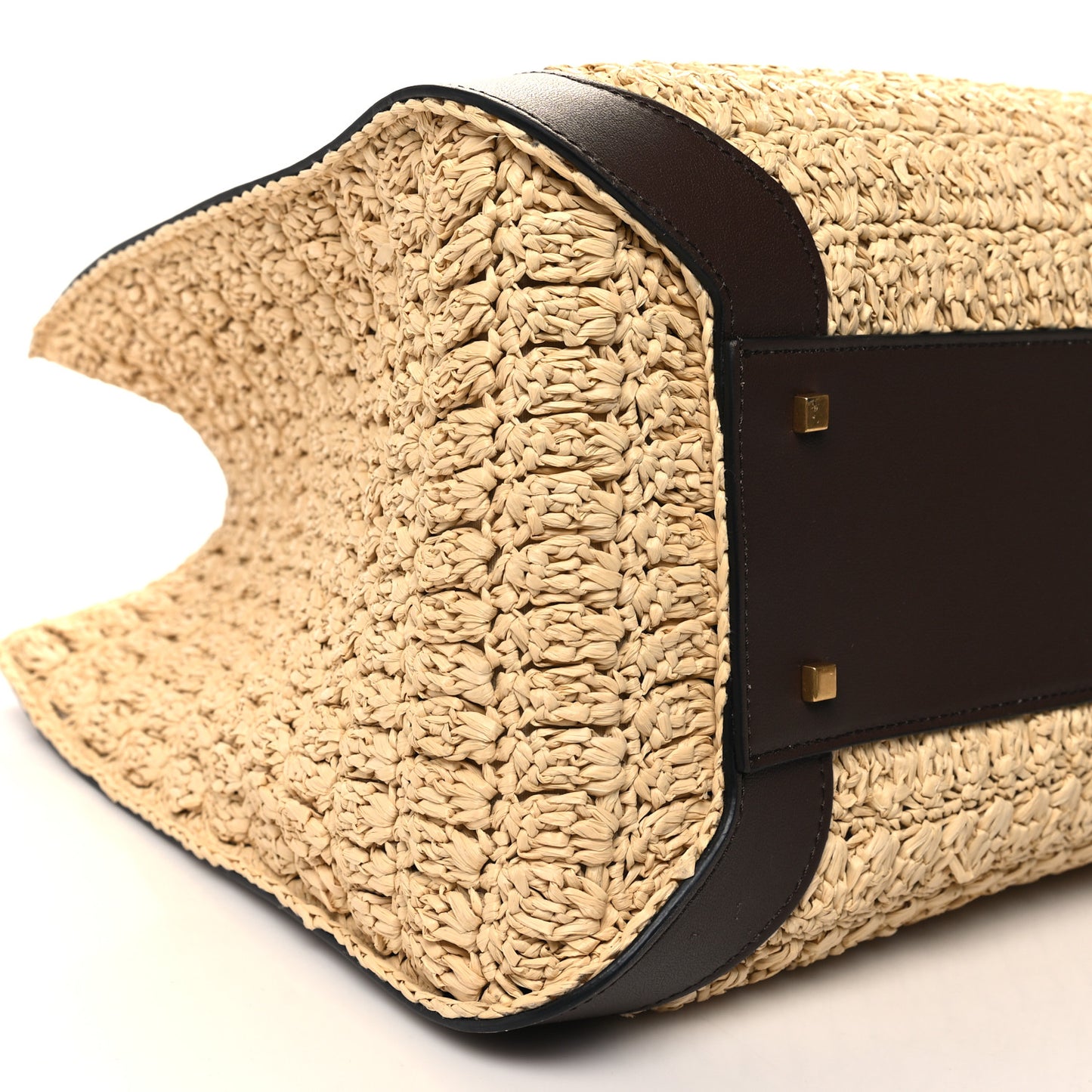 Raffia Calfskin Vlogo Tote Naturale Fondant