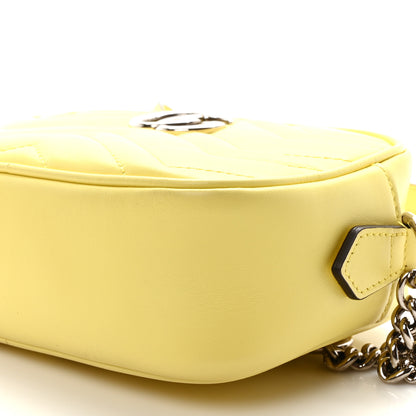 Gucci Calfskin Matelasse Mini GG Marmont Chain Shoulder Bag Banana 9 of 10