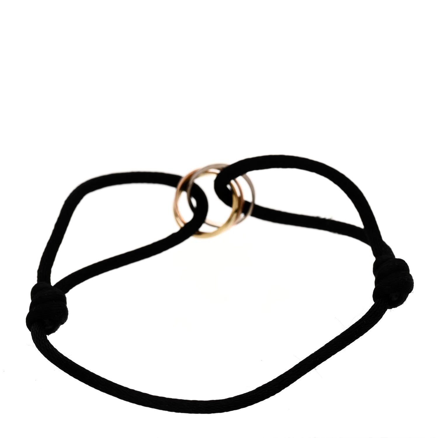 Cartier 18K Pink Yellow White Gold Trinity Adjustable Cord Bracelet Black 2 of 3
