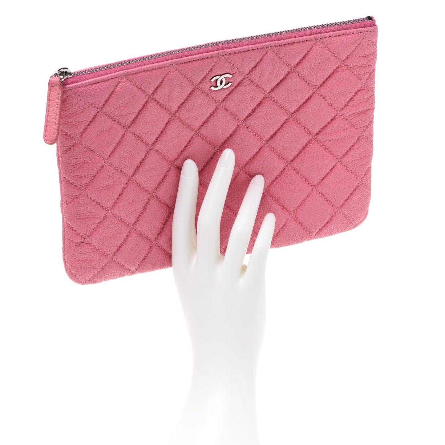 Caviar Quilted Medium Cosmetic Case Pink