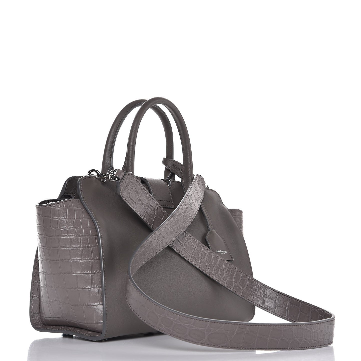 Calfskin Crocodile Embossed Baby Monogram Downtown Cabas Earth