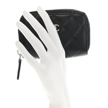Chanel Lambskin Quilted Zip Coin Purse Black 2 of 8