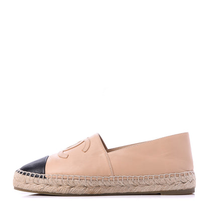 Chanel Lambskin CC Espadrilles 37 Beige Black 1 of 8