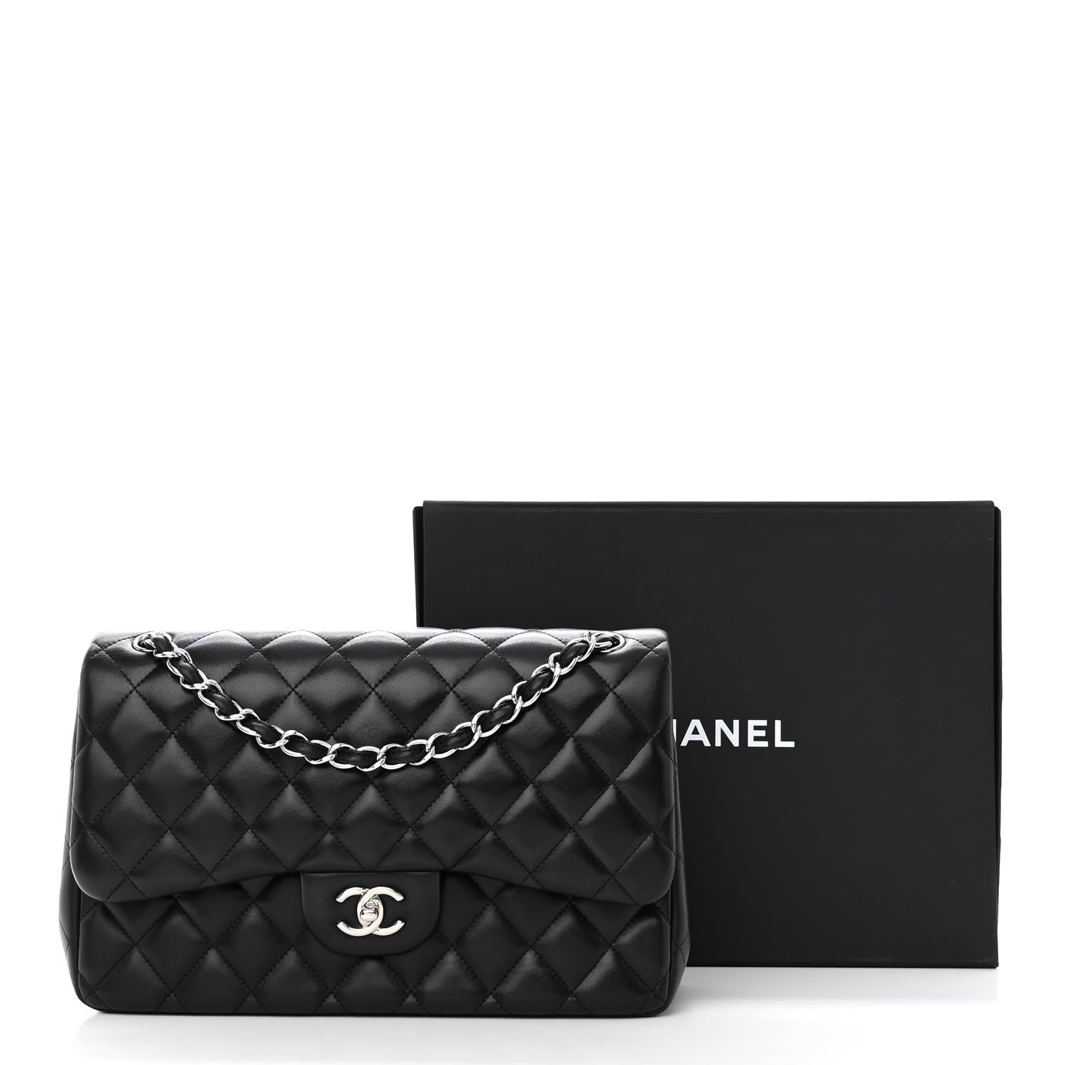 Chanel Lambskin Quilted Jumbo Double Flap Black 11 of 11