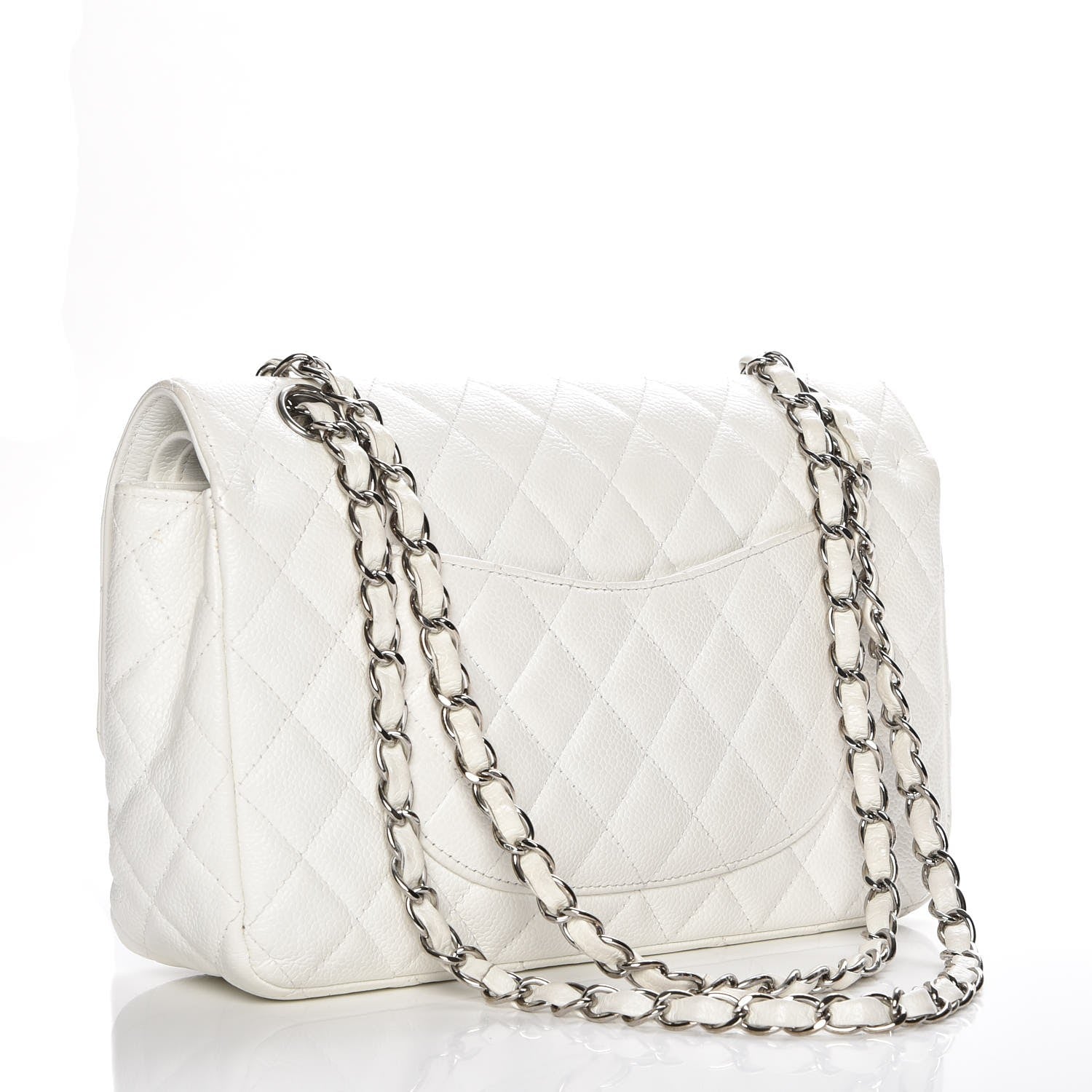 Chanel Washed Caviar Quilted Medium Double Flap White 3 of 11
