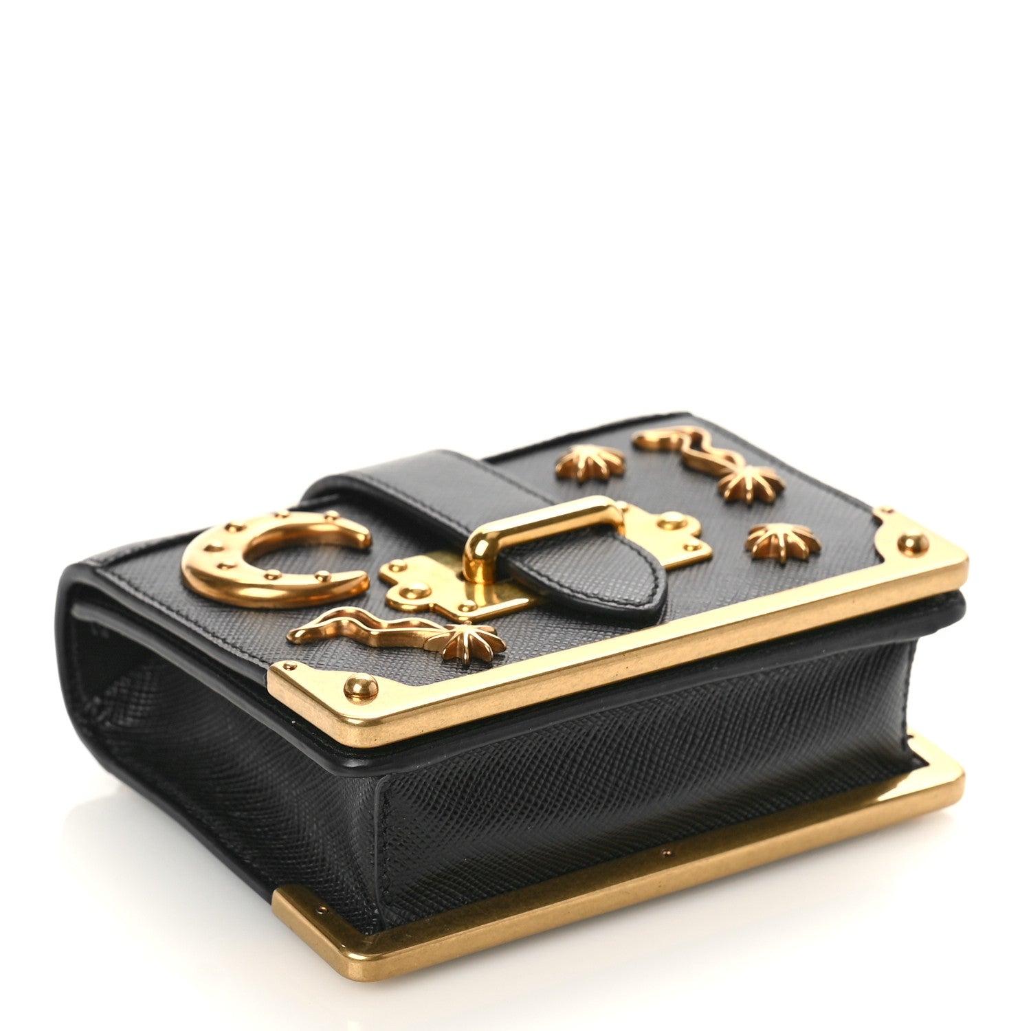 Prada Saffiano Astrology Mini Cahier Bag Black 4 of 8