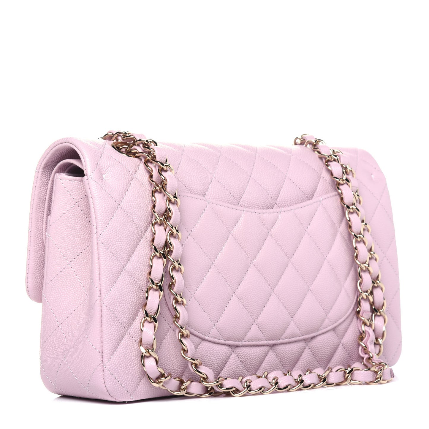 Caviar Quilted Medium Double Flap Light Pink
