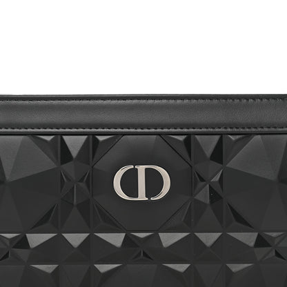 Christian Dior Calfskin Macrocannage Diamond Caro Zipped Pouch With Chain Black 5 of 9