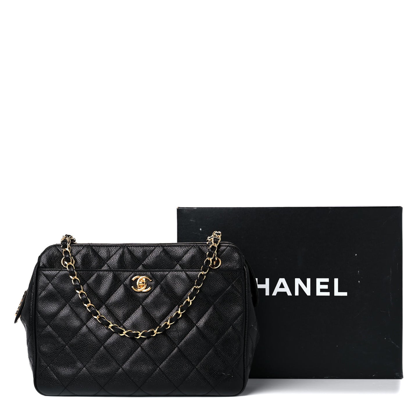 Caviar Quilted Shoulder Bag Black