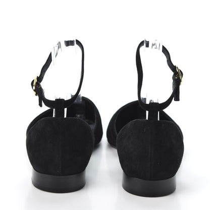 Chanel Suede Grosgrain Cap Toe CC Slingback Sandals 37 Black 6 of 11