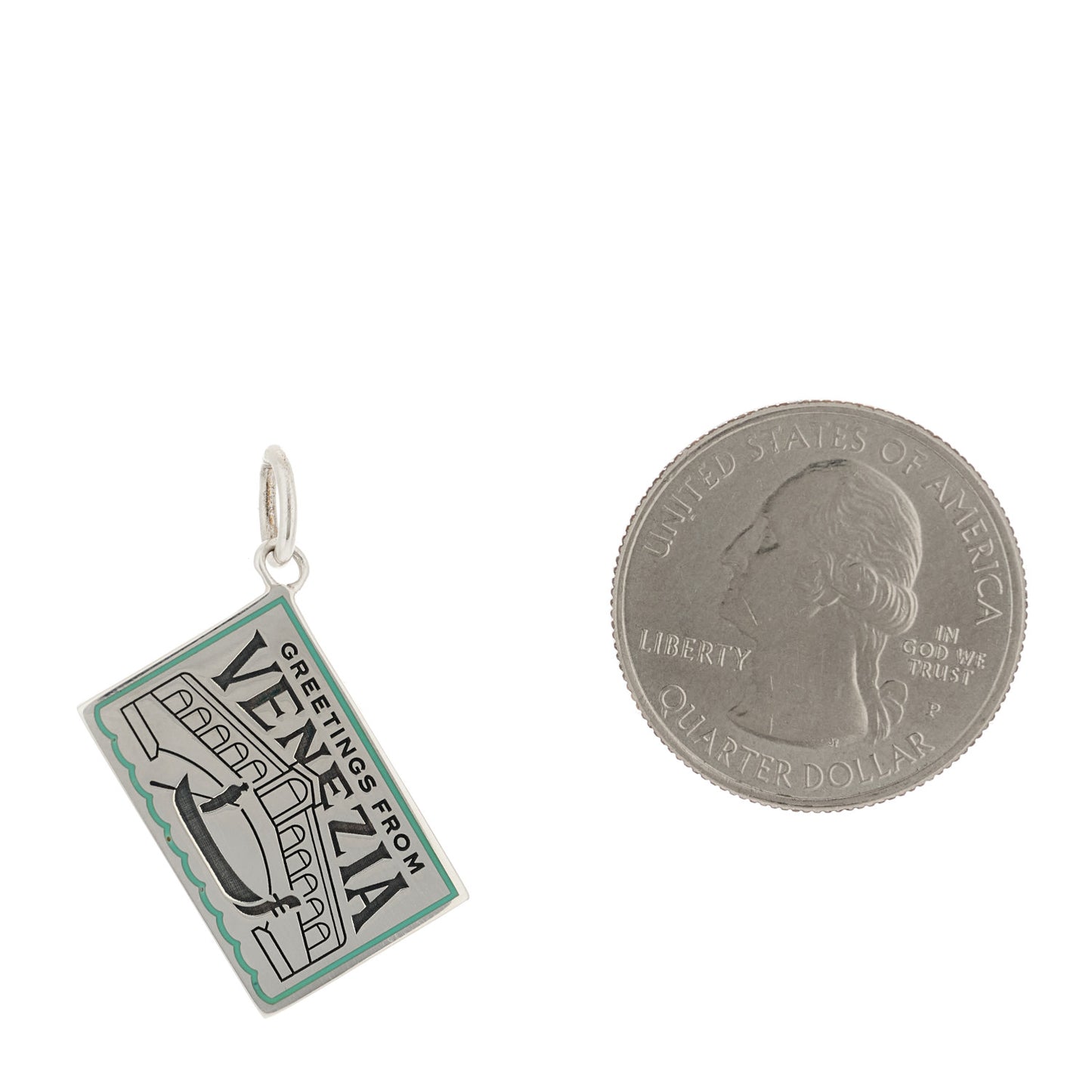 Sterling Silver Enamel Venice Postcard Charm Blue