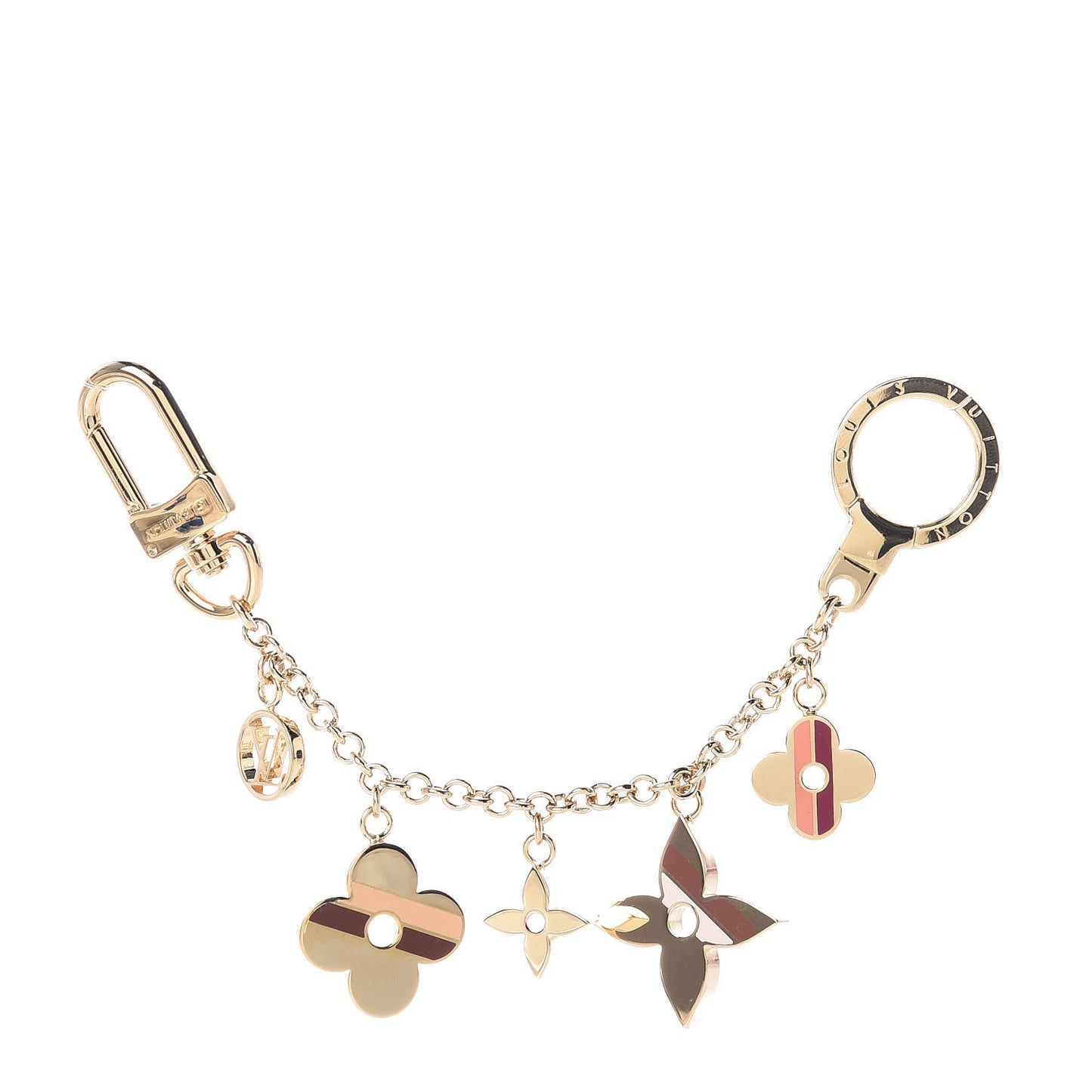 Stripes Flowers Bag Charm Key Holder