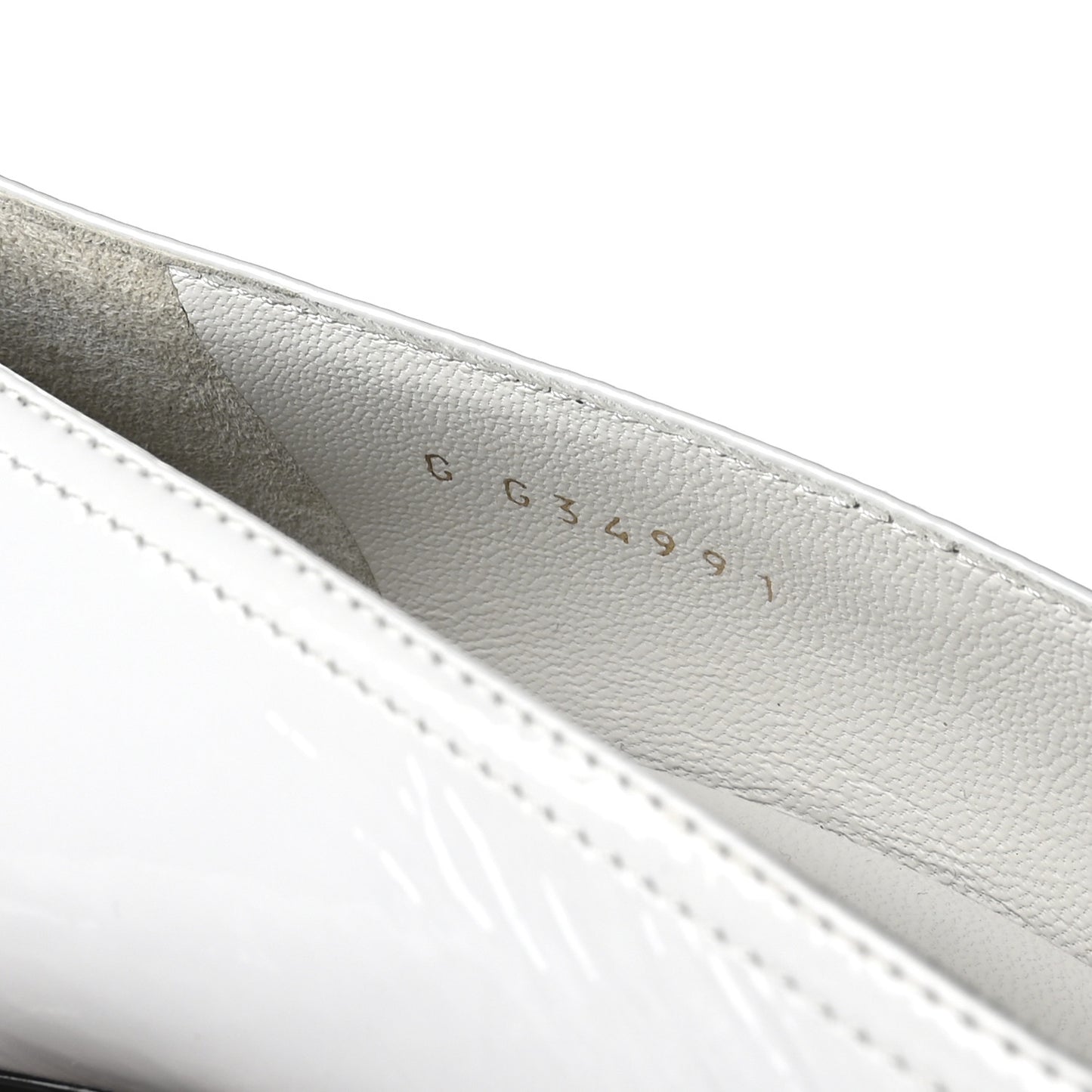 Patent Calfskin Crystal Cap Toe Logo Pumps 40 White Black