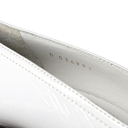 Chanel Patent Calfskin Crystal Cap Toe Logo Pumps 40 White Black 8 of 8