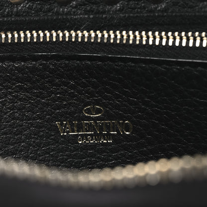 Valentino Garavani Pebbled Calfskin Rockstud Zip Around Wallet Black 6 of 8