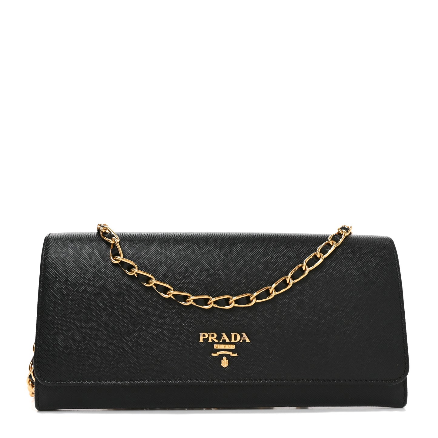 Saffiano Metal Oro Chain Wallet Black