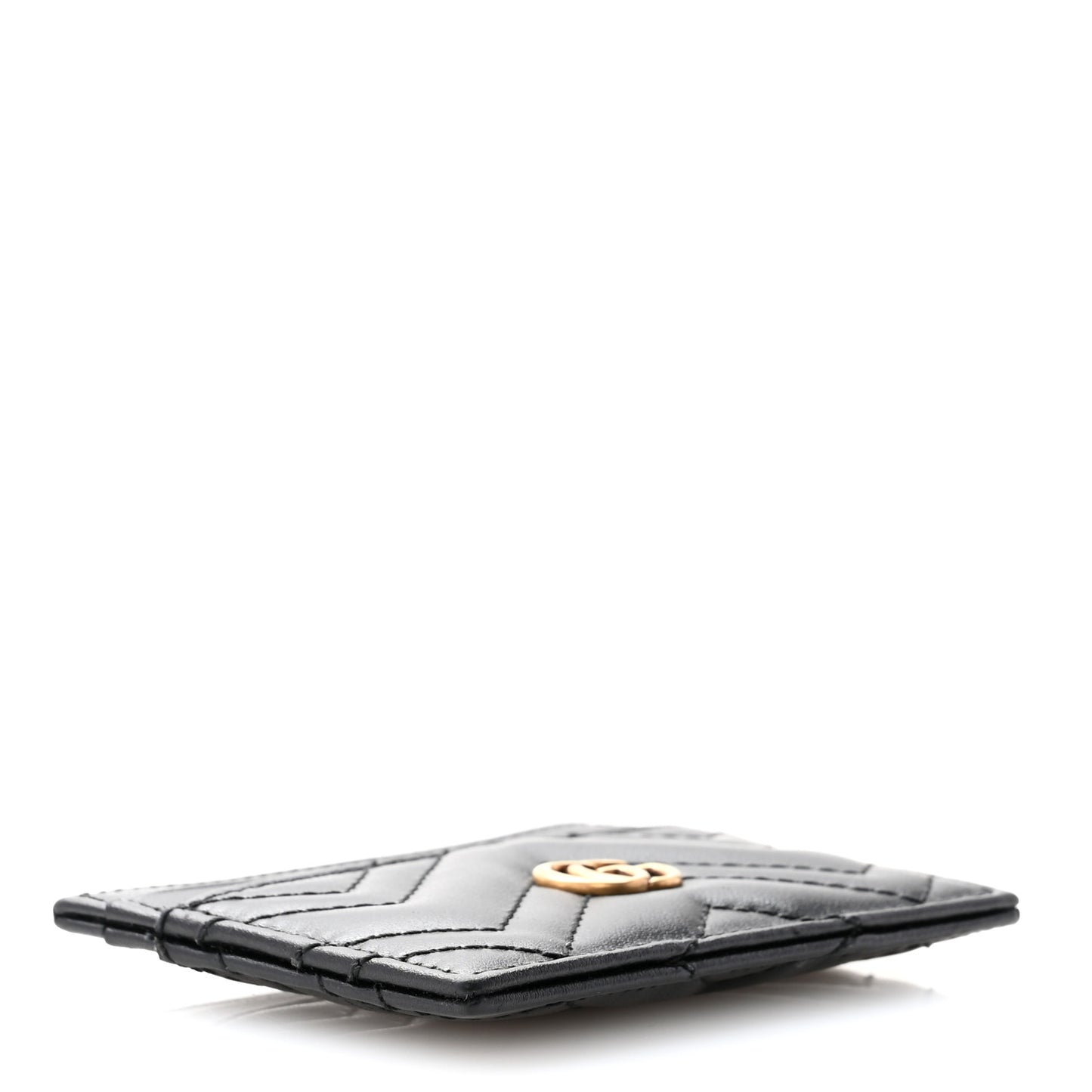 Calfskin Matelasse GG Marmont Card Holder Black