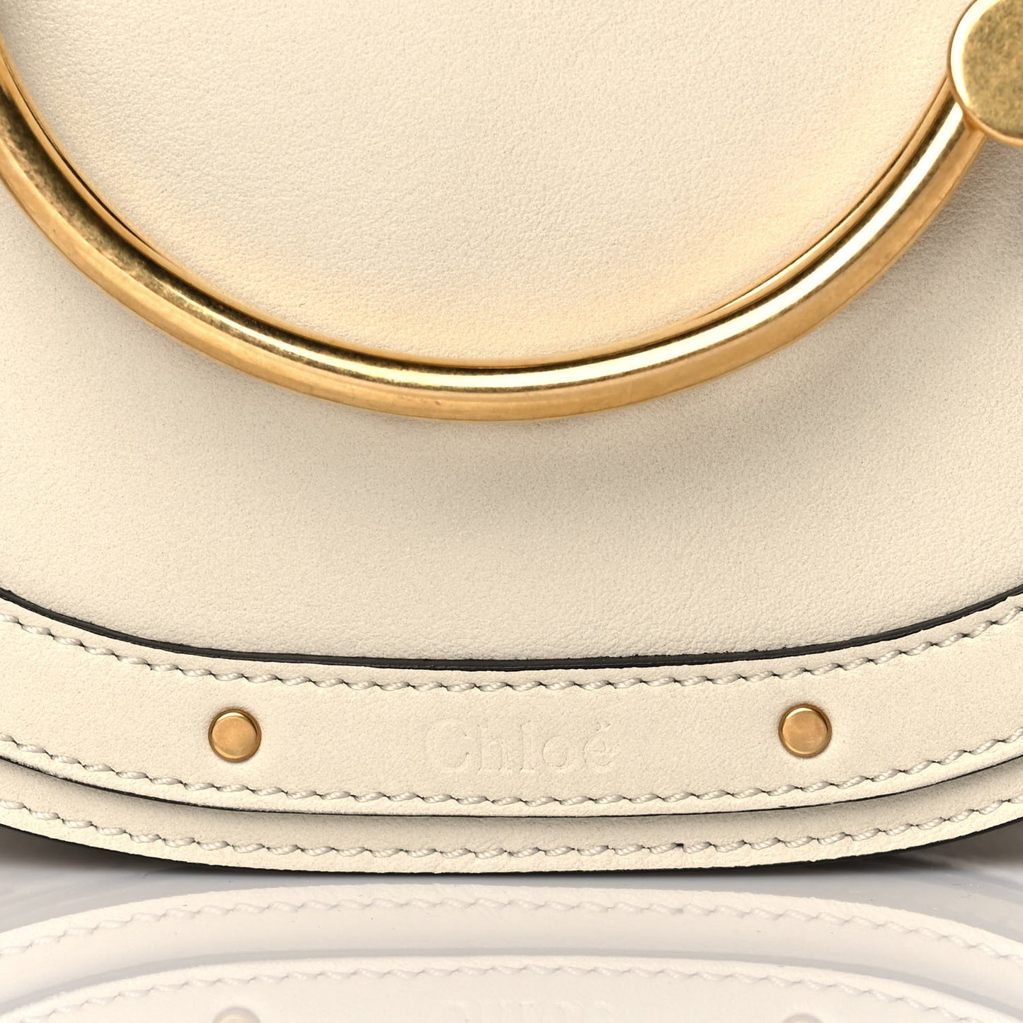 Calfskin Suede Small Nile Bracelet Bag Off White