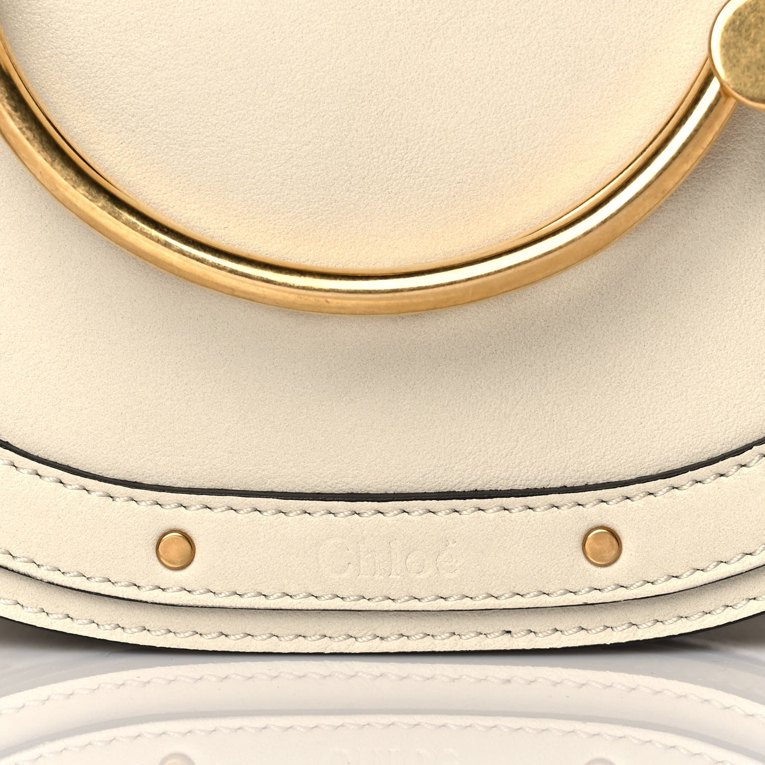 Chloe Calfskin Suede Small Nile Bracelet Bag Off White 10 of 11