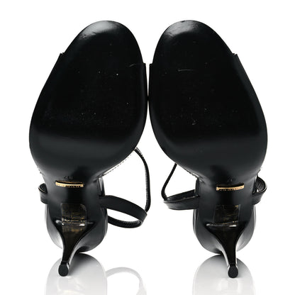 Gucci Regent Calfskin Peep Toe Sandals 37 Black 5 of 8