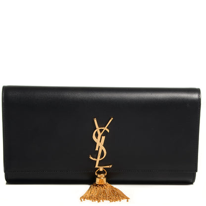 Saint Laurent Calfskin Classic Monogram Tassel Clutch Black 1 of 11