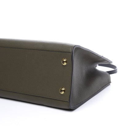 Louis Vuitton Calfskin City Steamer MM Kaki Black 6 of 10