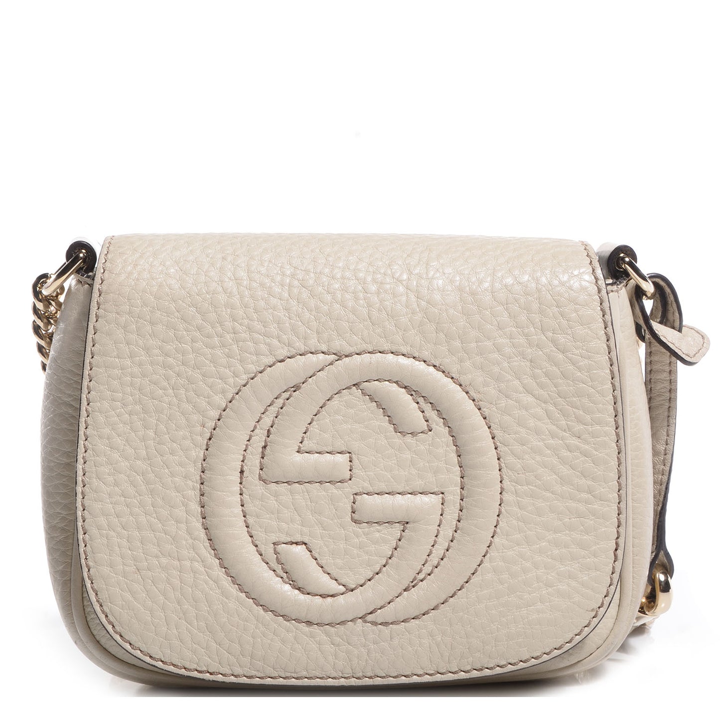 Pebbled Calfskin Small Soho Flap Crossbody Off White