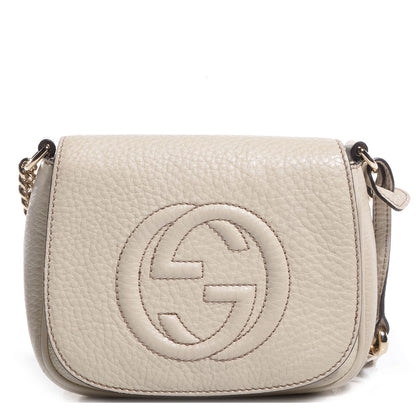 Gucci Pebbled Calfskin Small Soho Flap Crossbody Off White 1 of 7