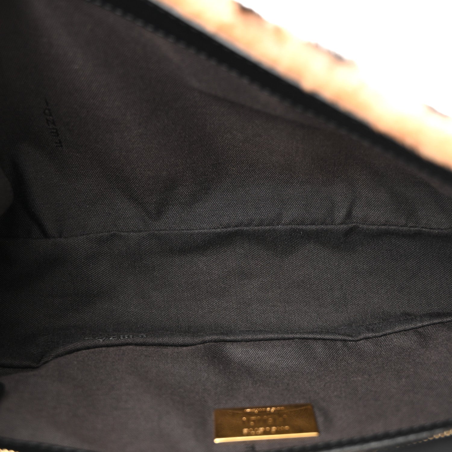 Fendi Shearling Vitello Dolce Macro FF 1974 Baguette Tobacco Black