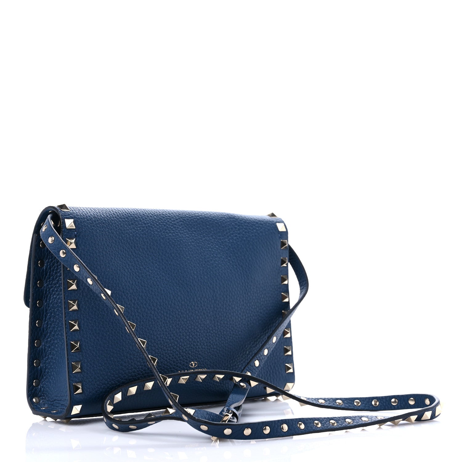 Valentino Garavani Pebbled Calfskin Medium Rockstud Flip Lock Crossbody Bag Peacock 3 of 8