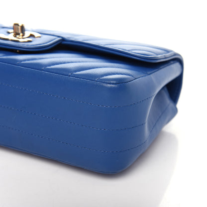 Chanel Lambskin Chevron Quilted Mini Rectangular Flap Blue 9 of 9