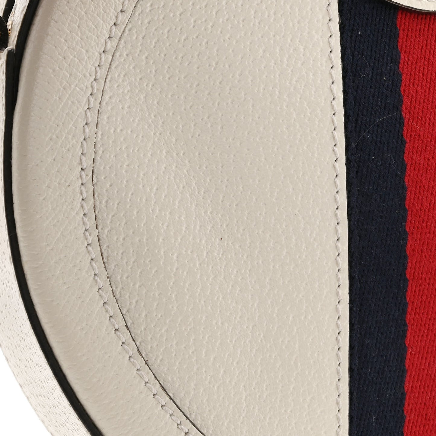 Textured Calfskin Web Mini Ophidia Round Shoulder Bag Mystic White